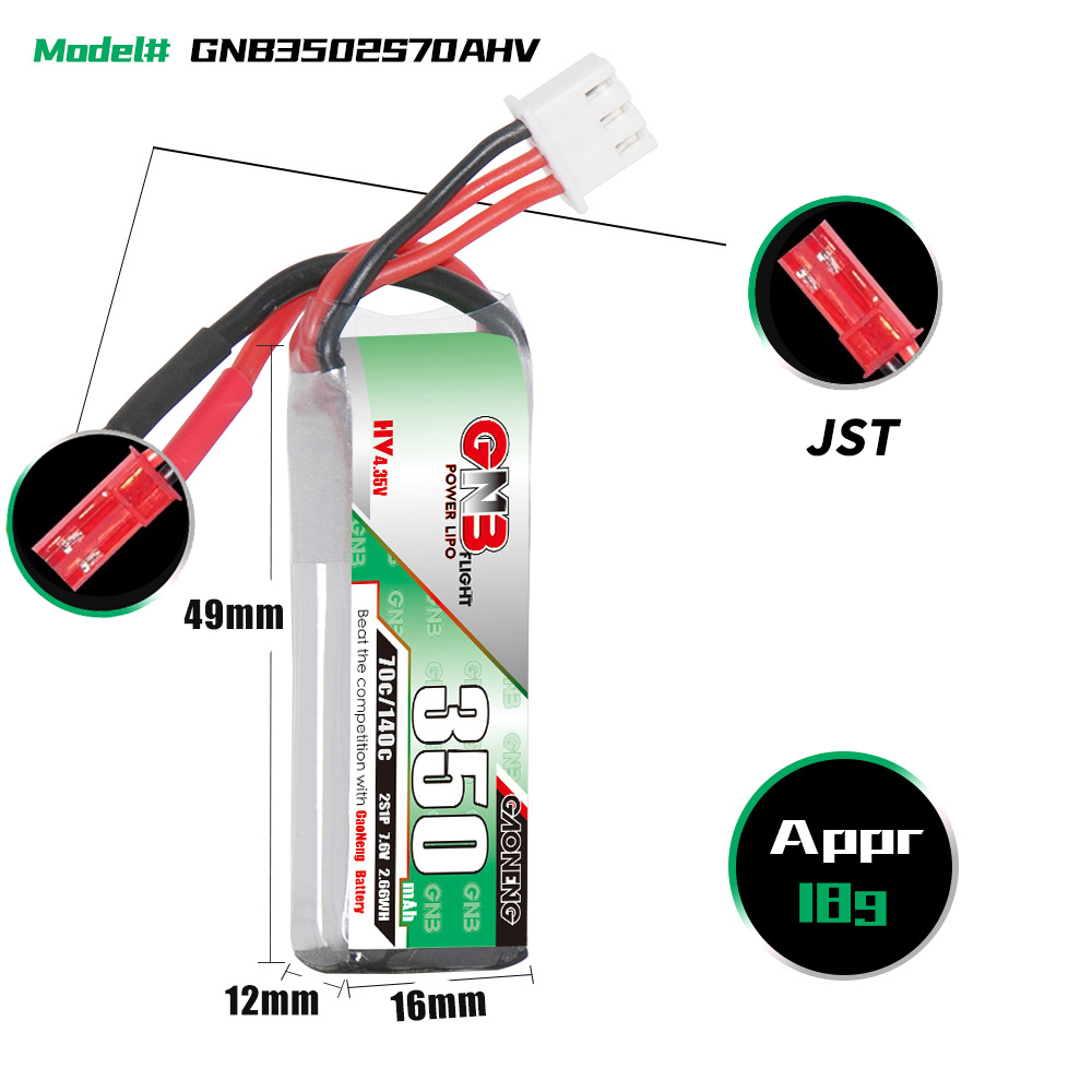 GAONENG GNB 2S 7.6V 350mAh 70C - Drone Battery Lipo review and price